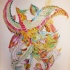 Impressive bright vivid color phoenix tattoo design