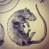 Impressive grey-ink curled falling mouse tattoo design