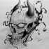 Impressionante desenho de tatuagem de caveira do diabo cinza-tinta por Eason41