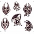 Gárgulas pouco impressionantes em desenhos de tatuagem de poses diferentes