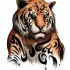 Impressive manga tiger with turquoise eyes tattoo design