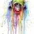 Impressive rainbow watercolor monkey tattoo design