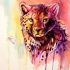 Impressive watercolor cheetah portrait with smudges tattoo design