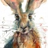 Impressive watercolor kind-eyed hare portrait tattoo design