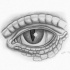 Indifferent grey-ink reptile eye tattoo design