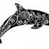 Interesting black dolphin with tribal print tattoo design