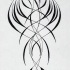 Interesting black thin-line phoenix tattoo design