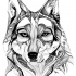 Interesting calm grey-pencil wolf with pattern tattoo design