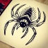 Interesting dotwork bat spider tattoo design