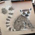 Interesting lemur with googled faces print tattoo design by Vinceokerman