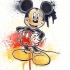Interesting watercolor Mickey Mouse tattoo design by Luke Fielding