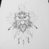 Lace dotwork owl with floral elements tattoo design
