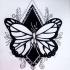 Large butterfly on black rhombus background tattoo design
