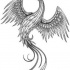 Little grey-ink screaming phoenix bird from back tattoo design
