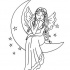 Little outline fairy dreaming on the moon tattoo design