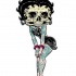 Pouco tatuado zumbi Betty Boop com desenho de tatuagem de caveira enorme