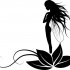 Long-haired fairy standing in lotus flower bud tattoo design