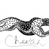 Long black-and-white tribal cheetah tattoo design by Fiorre