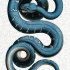 Long strong blue curled reptile tattoo design