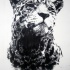 Lordy black-and-white jaguar portrait with lifted head tattoo design