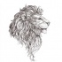 Lordy black-and-white lion portrait in profile tattoo design
