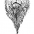 Lordy long black-and-white lion head tattoo design