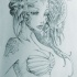 Lovely animated pencilwork mermaid portrait tattoo design