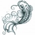 Lovely black-and-white horned fish tattoo design