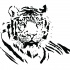 Lovely black-striped resting tiger tattoo design