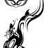 Lovely black tribal dolphin swimming down tattoo design