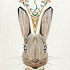 Lovely brown geometric hare muzzle with tie-bow tattoo design