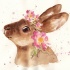 Lovely brown watercolor hare in pink wreath tattoo design