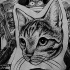 Lovely dotwork cat tattoo design