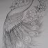 Lovely drawn peacock and cherry blossom tattoo design