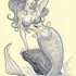 Lovely grey-ink posing mermaid tattoo design