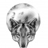 Lovely grey wolf head and full moon tattoo design