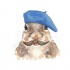 Lovely male squirrel in bright blue beret tattoo design