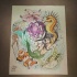 Lovely multicolor water animals with mermaid tattoo design