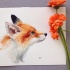 Lovely orange-and-white fur fox tattoo design