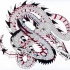 Lovely ornamental red-and-black asian dragon tattoo design