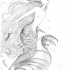 Lovely pencilwork mermaid and a tiny fish tattoo design
