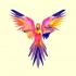 Lovely pink-and-blue open-winged parrot tattoo design