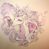Lovely purple-and-white unicorn with a butterfly tattoo design