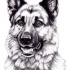 Lovely satisfied uncolored german shepherd portrait tattoo design