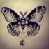 Luxury black-and-white moth with half moon hanging on lace tattoo design