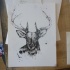 Luxury black deer head in spots tattoo design