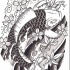 Luxury japanese koi fish and cherry blossom tattoo design