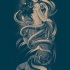 Luxury mermaid with a skull entwined with long tentacles tattoo design