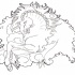 Luxury uncolored horse in fluffy clouds tattoo design