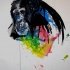 Luxury vivid watercolor chimpanzee tattoo design